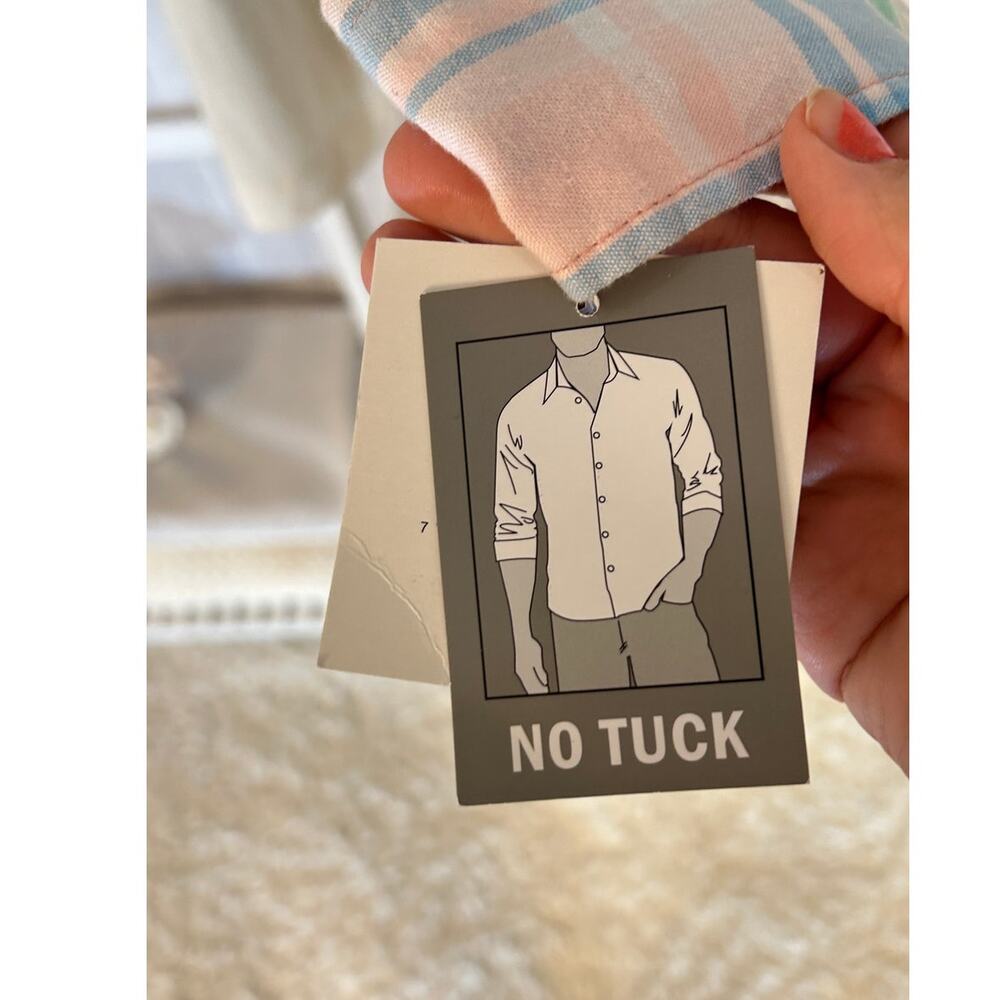 Falls Creek Stretch Men's Size L No Tuck Pastel Plaid Button Up Shirt #0282 - Picture 5 of 11